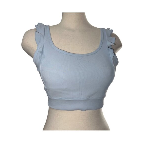 Ruffle Strap Sports Bra Sz Medium Womens Baby Blue - Picture 5 of 8